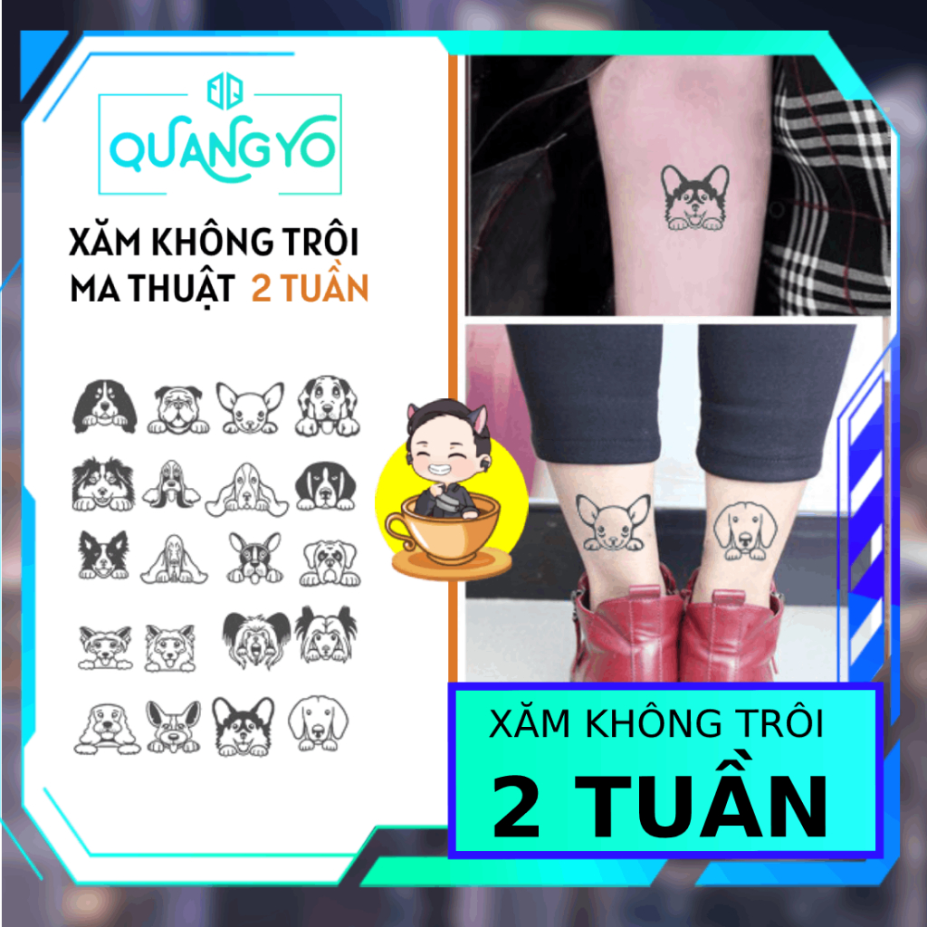 Hình xăm không trôi chủ đề cún cưng thò đầu ra, pet dog, Xăm giống Inkaholic