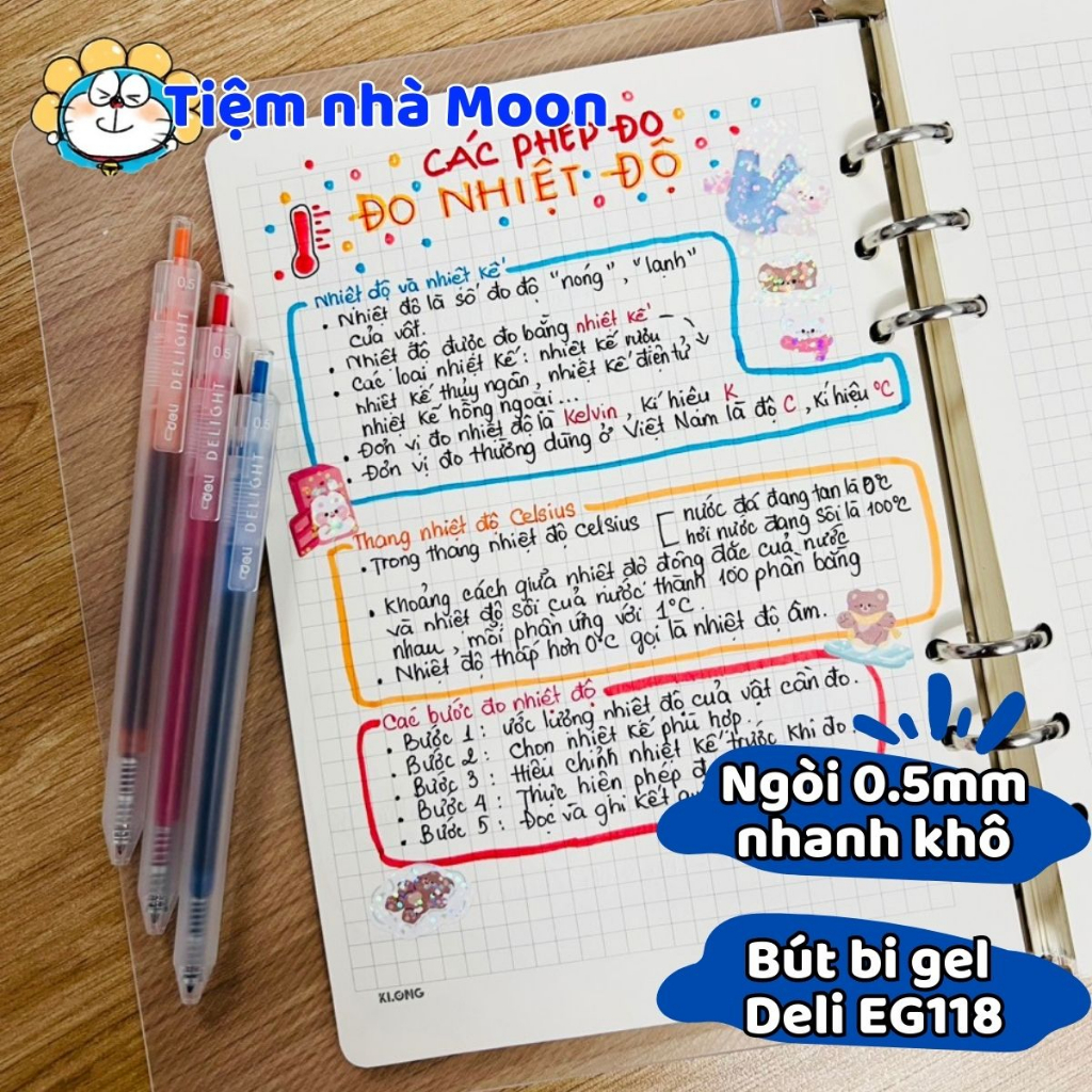 BÚT BI GEL DELI NGÒI 0.5MM ÊM TRƠN NHANH KHÔ