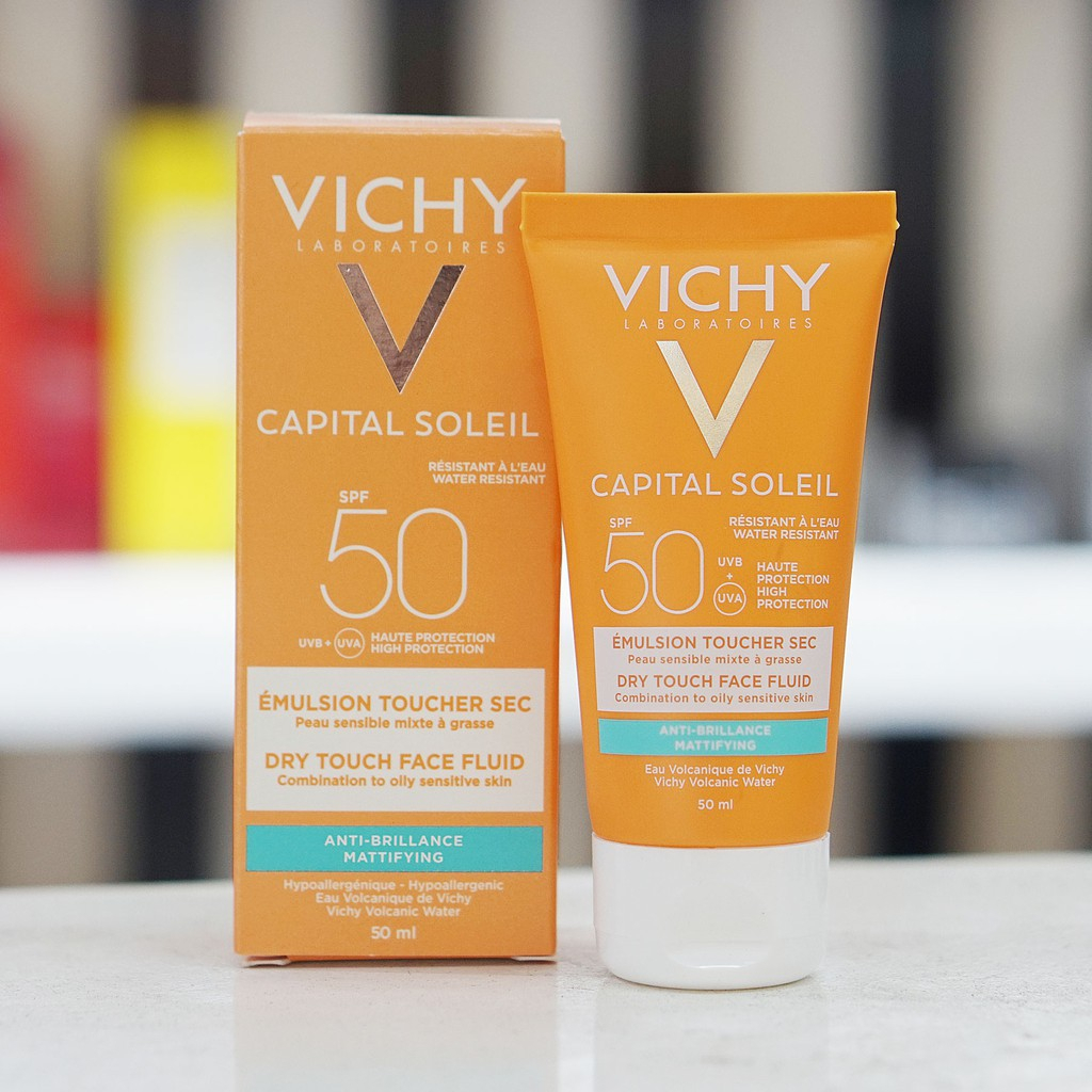 [MẪU MỚI] Kem chống nắng kiềm dầu Vichy SPF 50 UVA+UVB Vichy Capital Soleil Mattifying Dry Touch Face Fluid 50ml