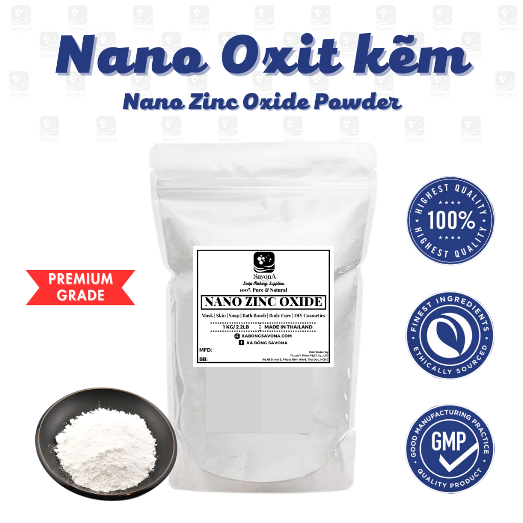 1kg Bột Kẽm Oxit Nano Làm Kem Chống Nắng, Xà Phòng, Lotion - Nano Zinc Oxide For Making Soap, Lotion, Sunscreen SavonA
