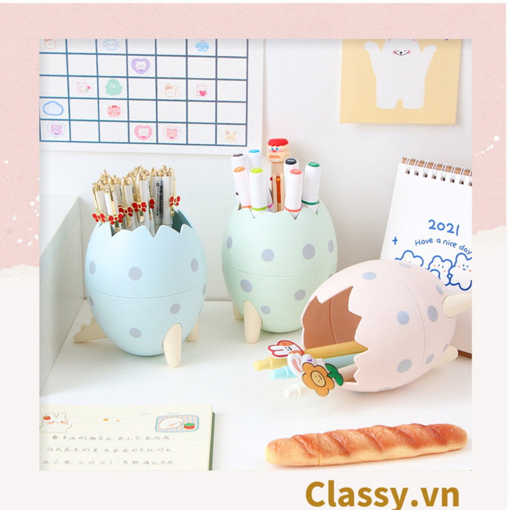 Hộp nhựa hình trứng khủng long Đựng Bút Đựng Viết, Văn Phòng Phẩm, làm thùng rác màu pastel trưng bày bàn học PK787