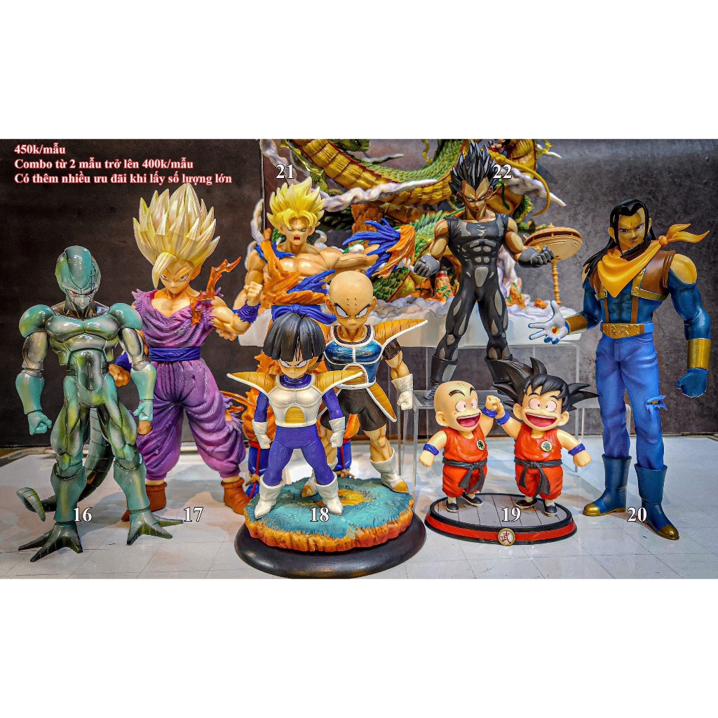 Mô hình các nhân vật Dragon ball 7 viên ngọc rồng Son Goku, Vegeta, Trunks, Gotenks, Cell, Frieza, Ma Bư