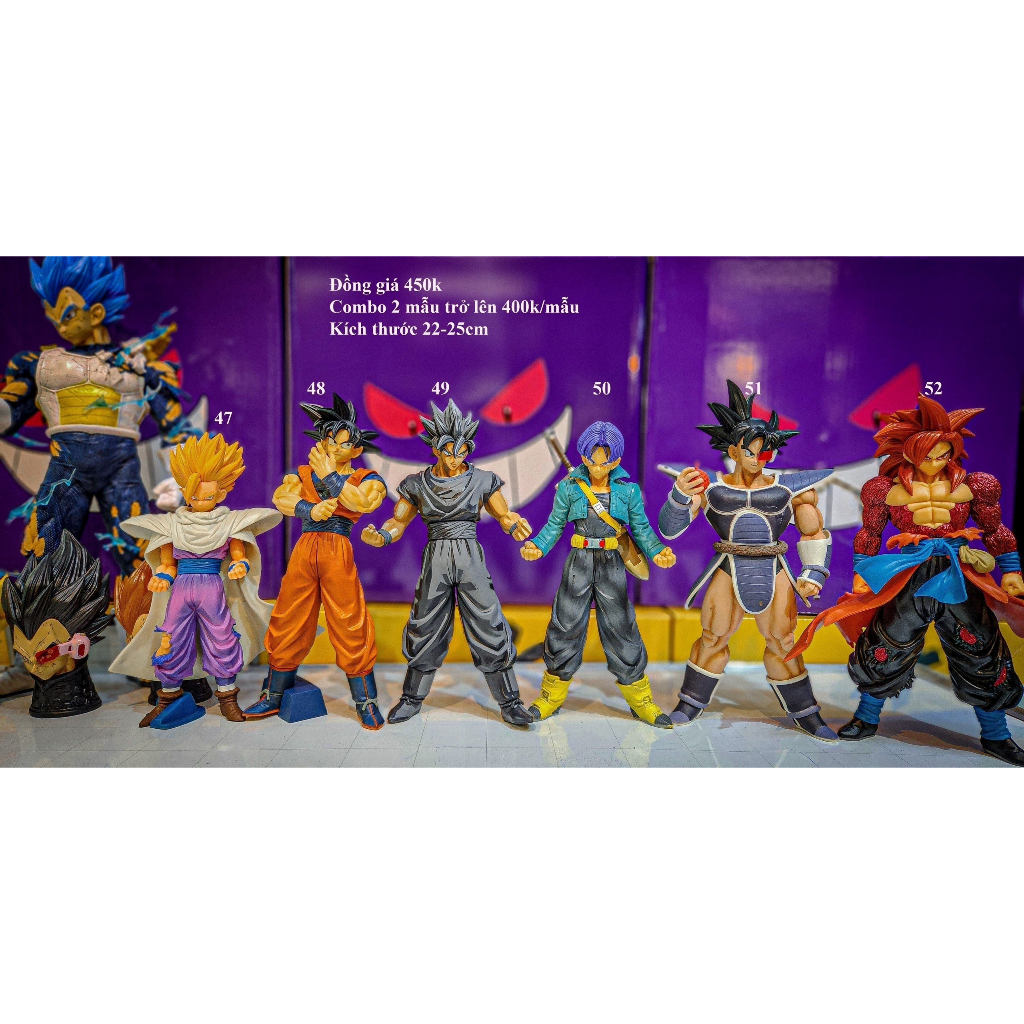 Mô hình các nhân vật Dragon ball 7 viên ngọc rồng Son Goku, Vegeta, Trunks, Gotenks, Cell, Frieza, Ma Bư