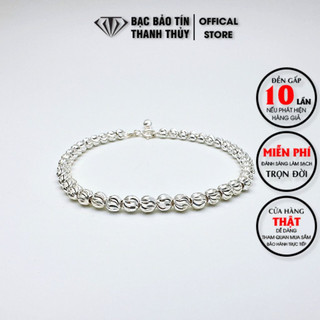 Lắc tay bạc nữ bảo tín thanh thủy, lắc bạc ta kiểu bi phay cao cấp, tl bạc 1.864 chỉ, dài 18.4cm