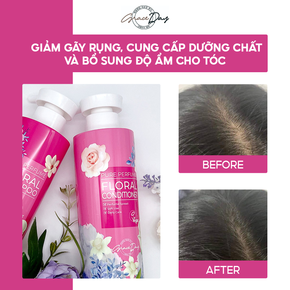 Bộ Dầu Gội - Dầu Xả GRACEDAY PURE PERFUME FLORAL SHAMPOO, CONDITIONER 500ml