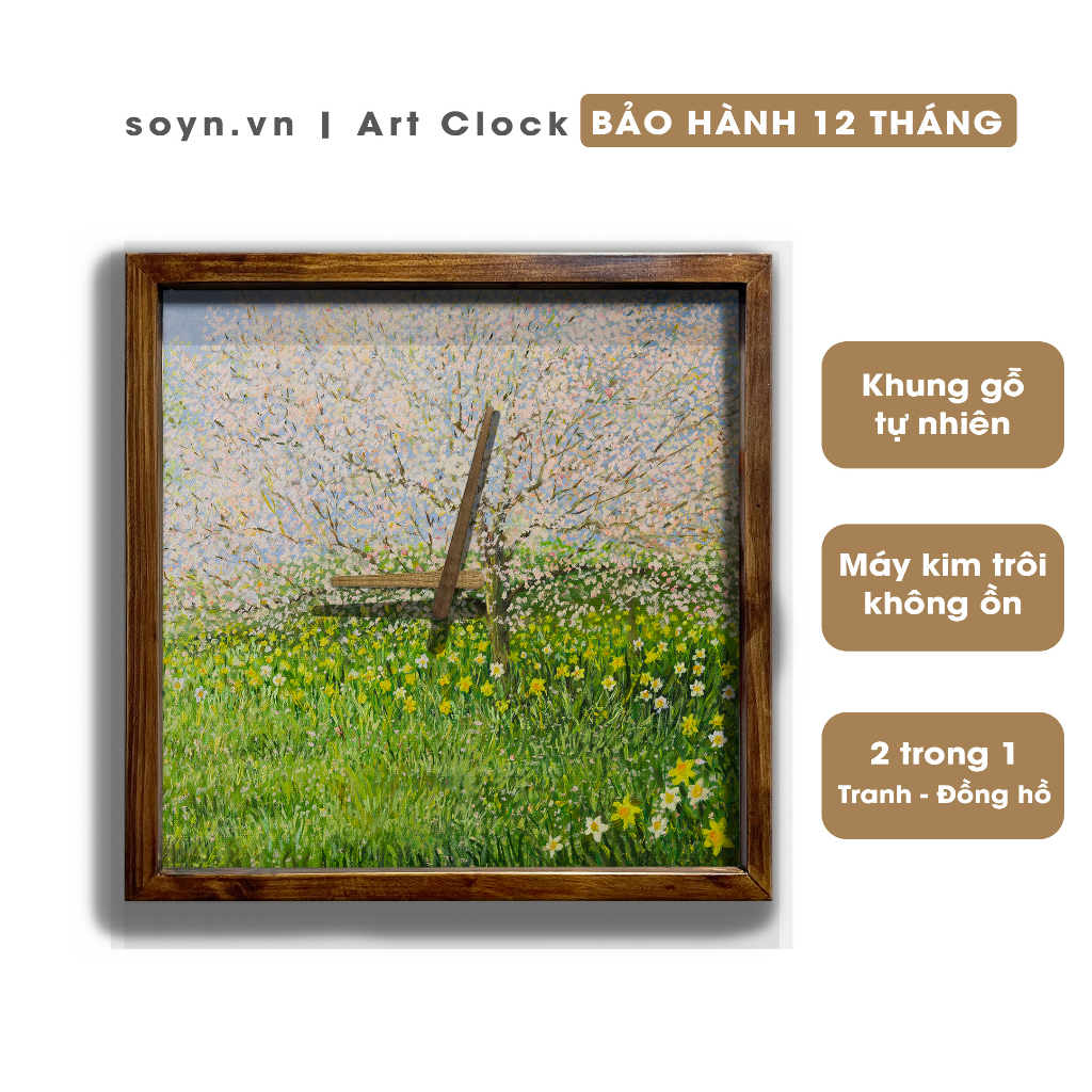 Đồng hồ treo tường gỗ tự nhiên rustic |Tranh đồng hồ trang trí tường | Quà tặng tân gia, Artclock Soyn C34