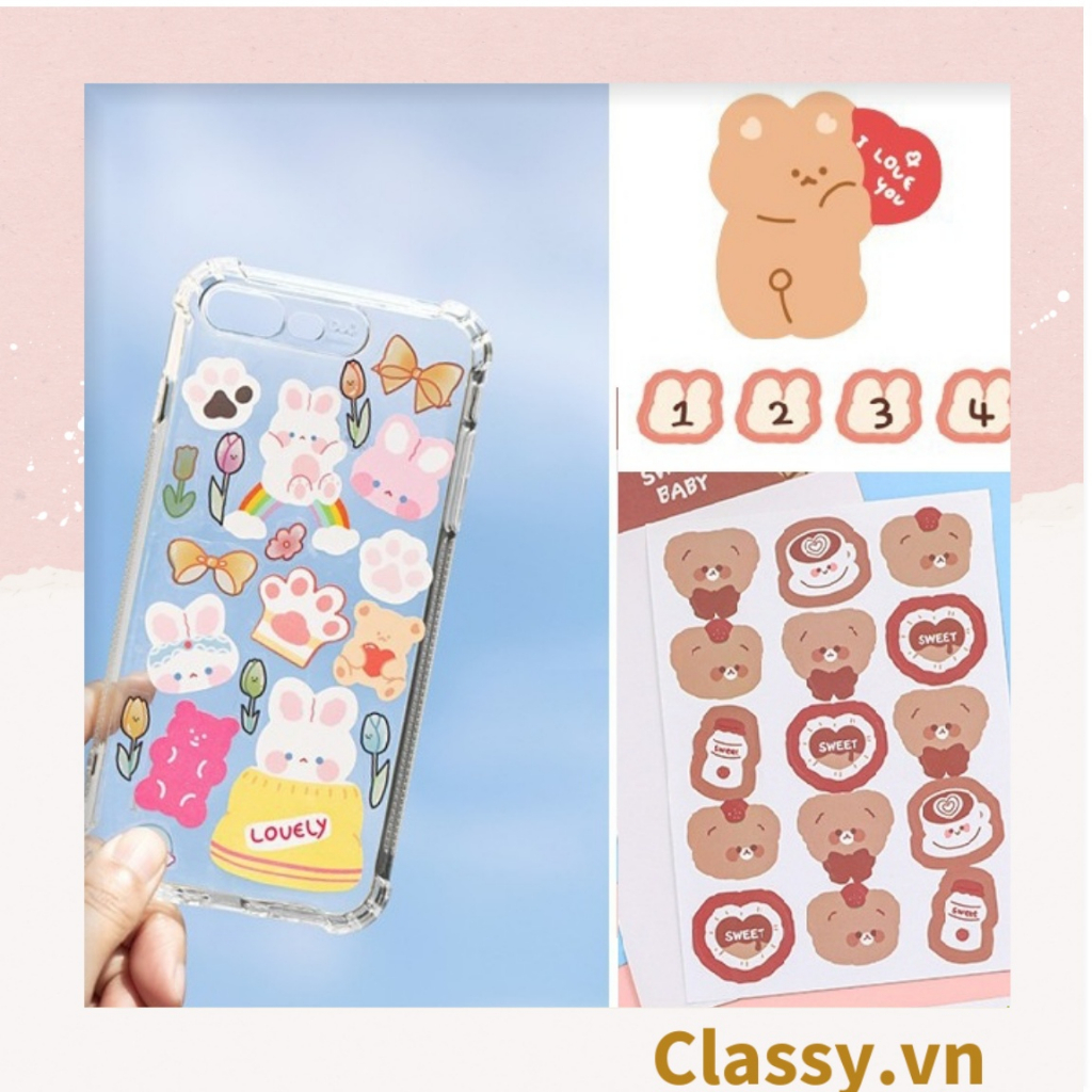 120 miếng Hình dán, sticker trang trí Classy , dán laptop, điện thoại, sổ, bình nước nhiều họa tiết PK1507