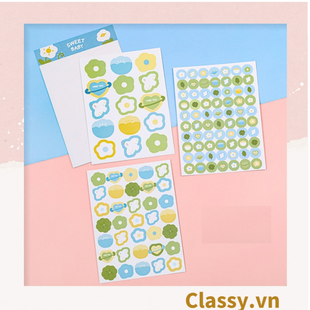 120 miếng Hình dán, sticker trang trí Classy , dán laptop, điện thoại, sổ, bình nước nhiều họa tiết PK1507