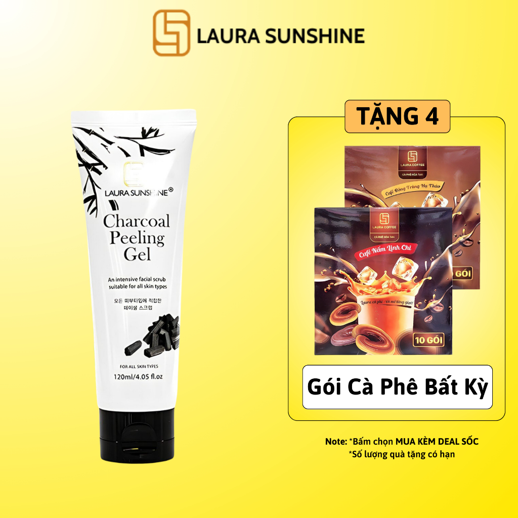 Tẩy tế bào chết da mặt từ than hoạt tính LAURA SUNSHINE CHARCOAL PEELING GEL 120ml