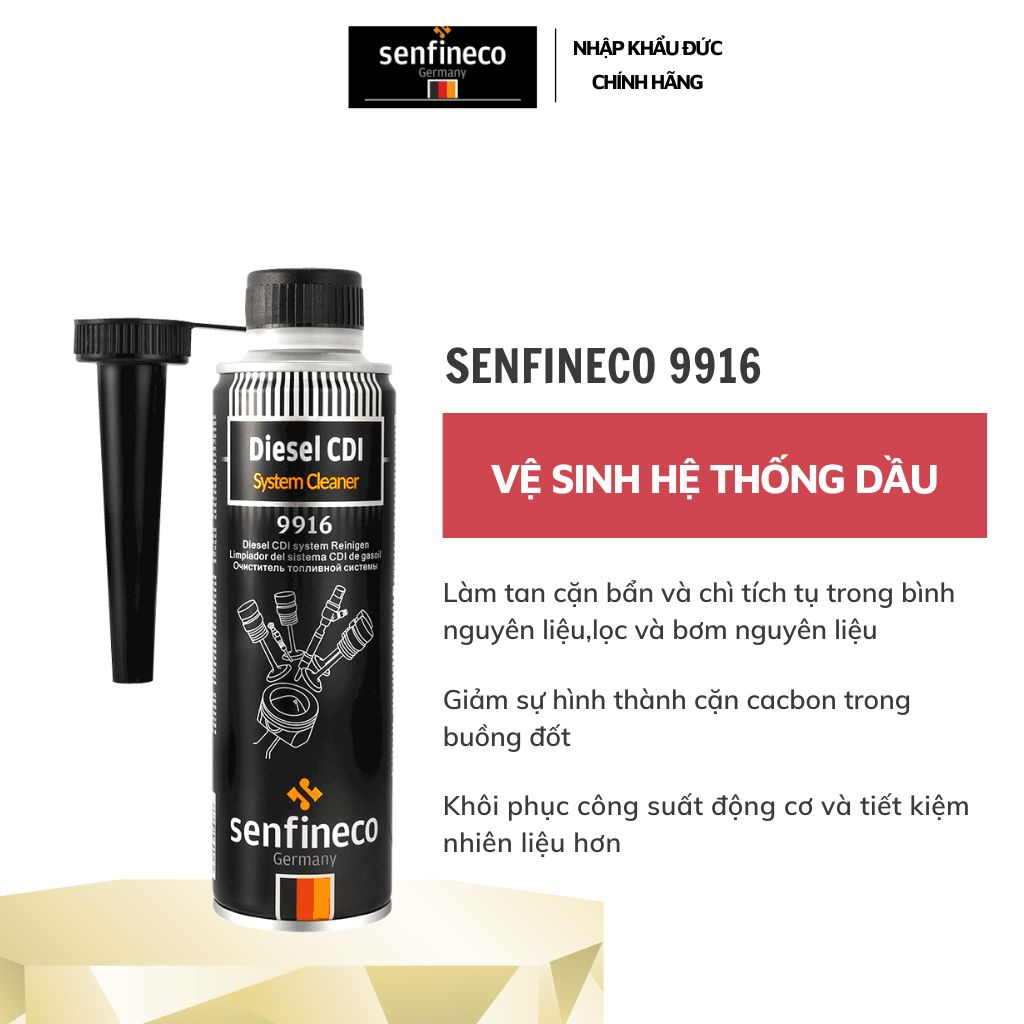 Combo  Vệ Sinh Dầu Diesel  Senfineco 9916  +Phụ Gia Nhớt Động Cơ MoS2 Senfineco 9910
