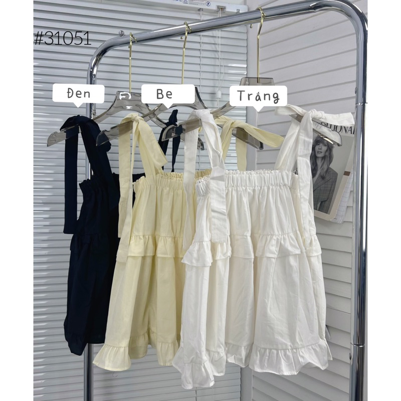 Áo 2 dây babydoll xoè tầng chất thô lụa buộc nơ nhẹ nhàng tiểu thư chuẩn ảnh - SinNa