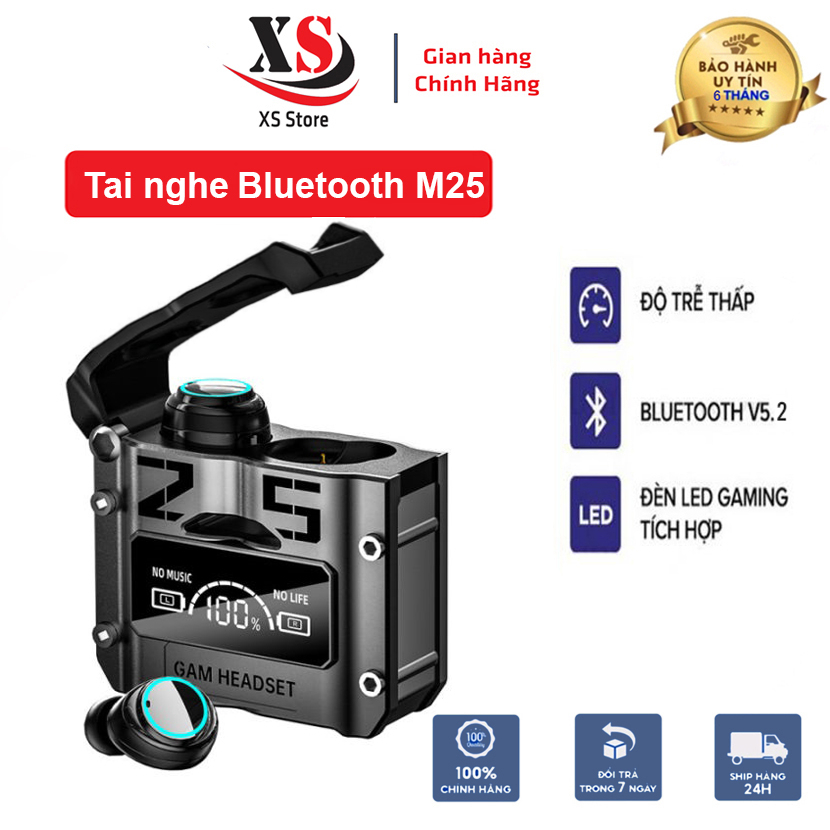 Tai Nghe Bluetooth XS Store M25, Có Míc, Chống Ồn Chủ Động, Kiêm Sạc Dự Phòng
