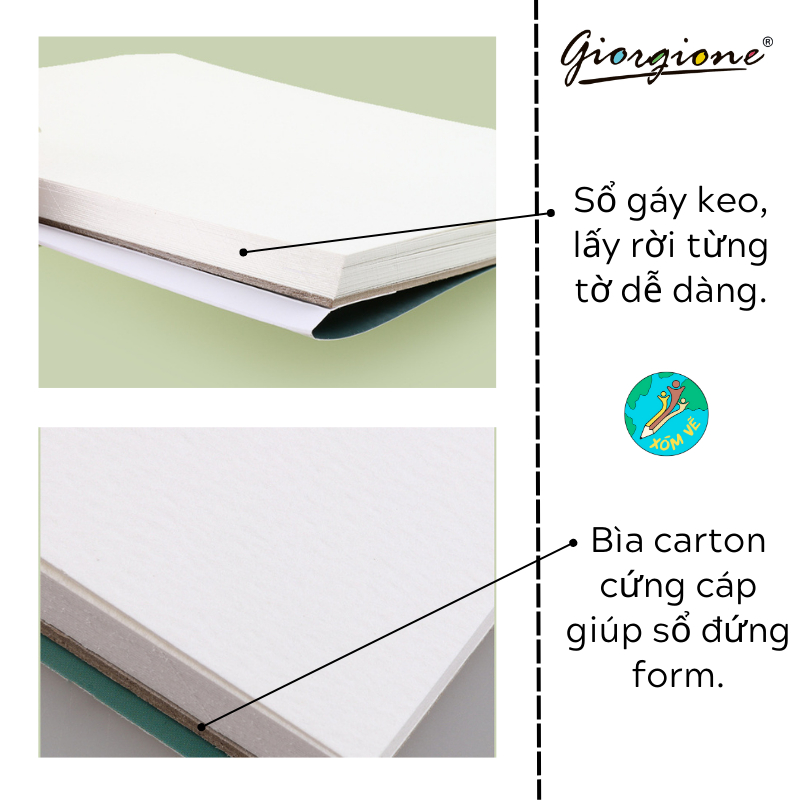 Sổ vẽ màu nước Giorgione 20 TỜ 300GSM dày dặn, khổ A3/A4/A5 chuẩn.