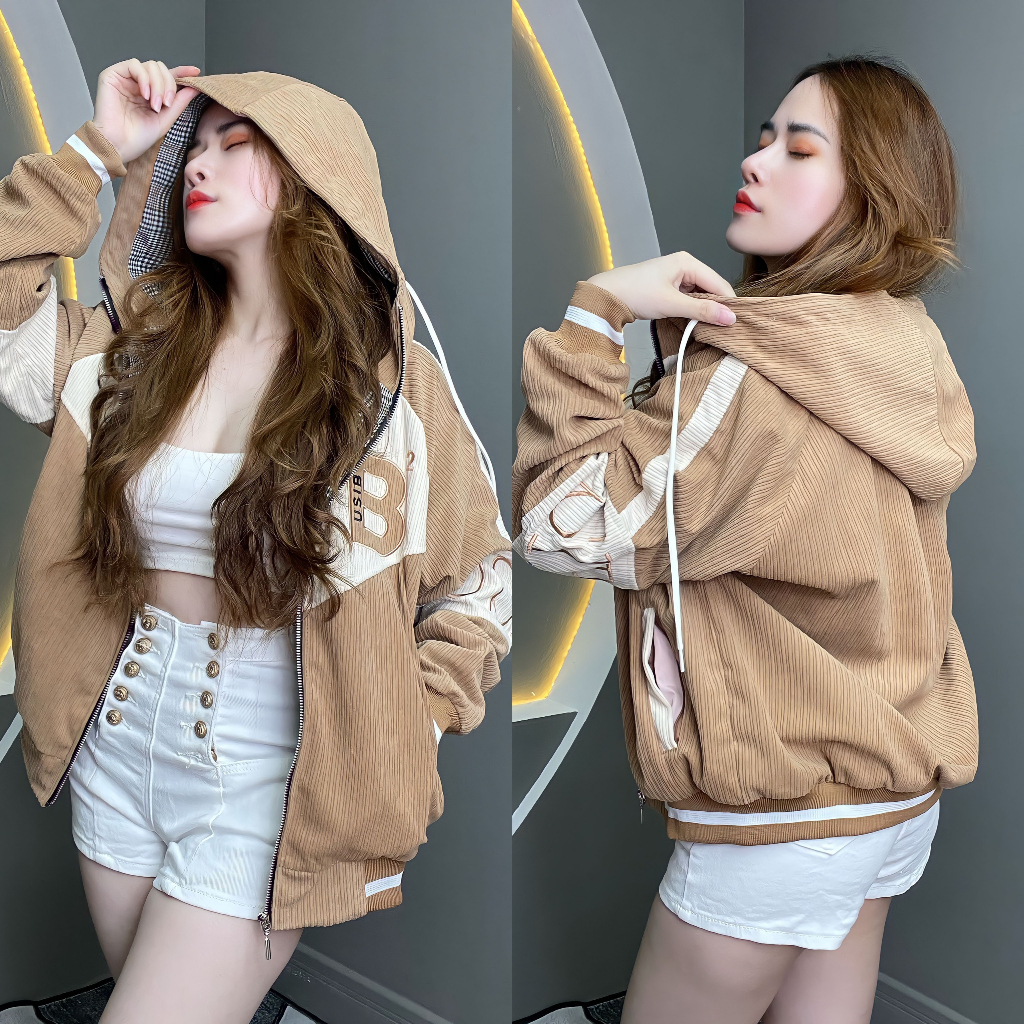 Áo Khoát Thiết Kế 2 Lớp Phối Màu Họa Tiết In Chữ B AK19 - Thanh Tự