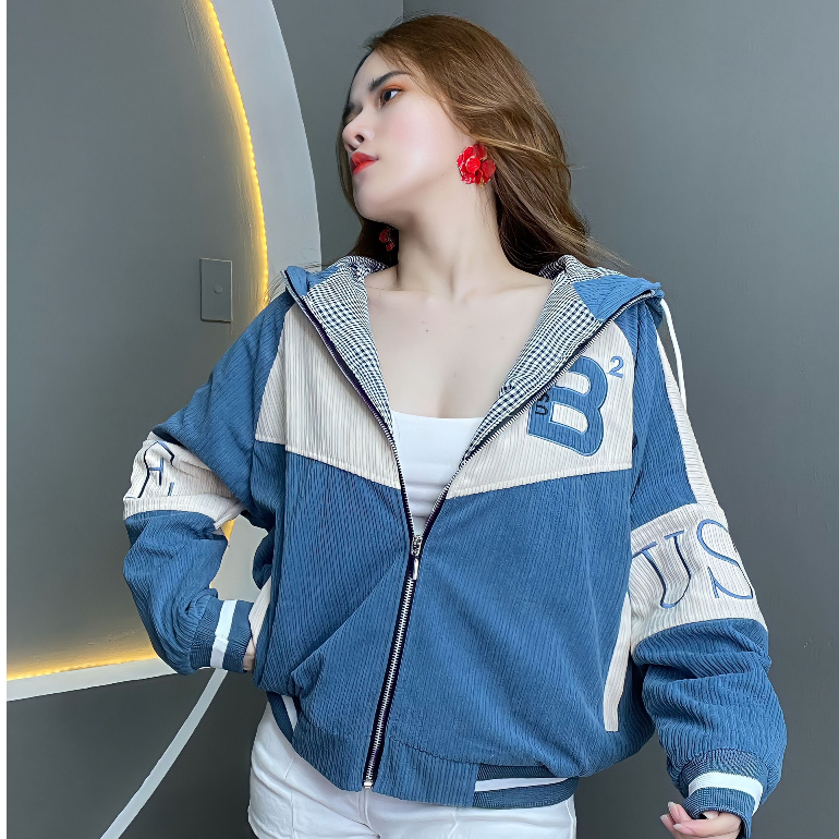 Áo Khoát Thiết Kế 2 Lớp Phối Màu Họa Tiết In Chữ B AK19 - Thanh Tự