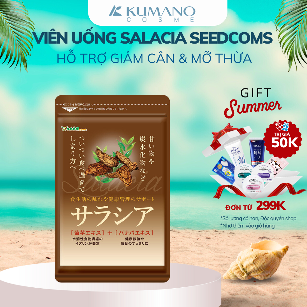 Viên uống bổ sung dược chất từ Salacia Seedcoms Hỗ Trợ Giảm Cân đốt cháy mỡ thừa Nhật Bản 30 ngày - Kumano Cosme