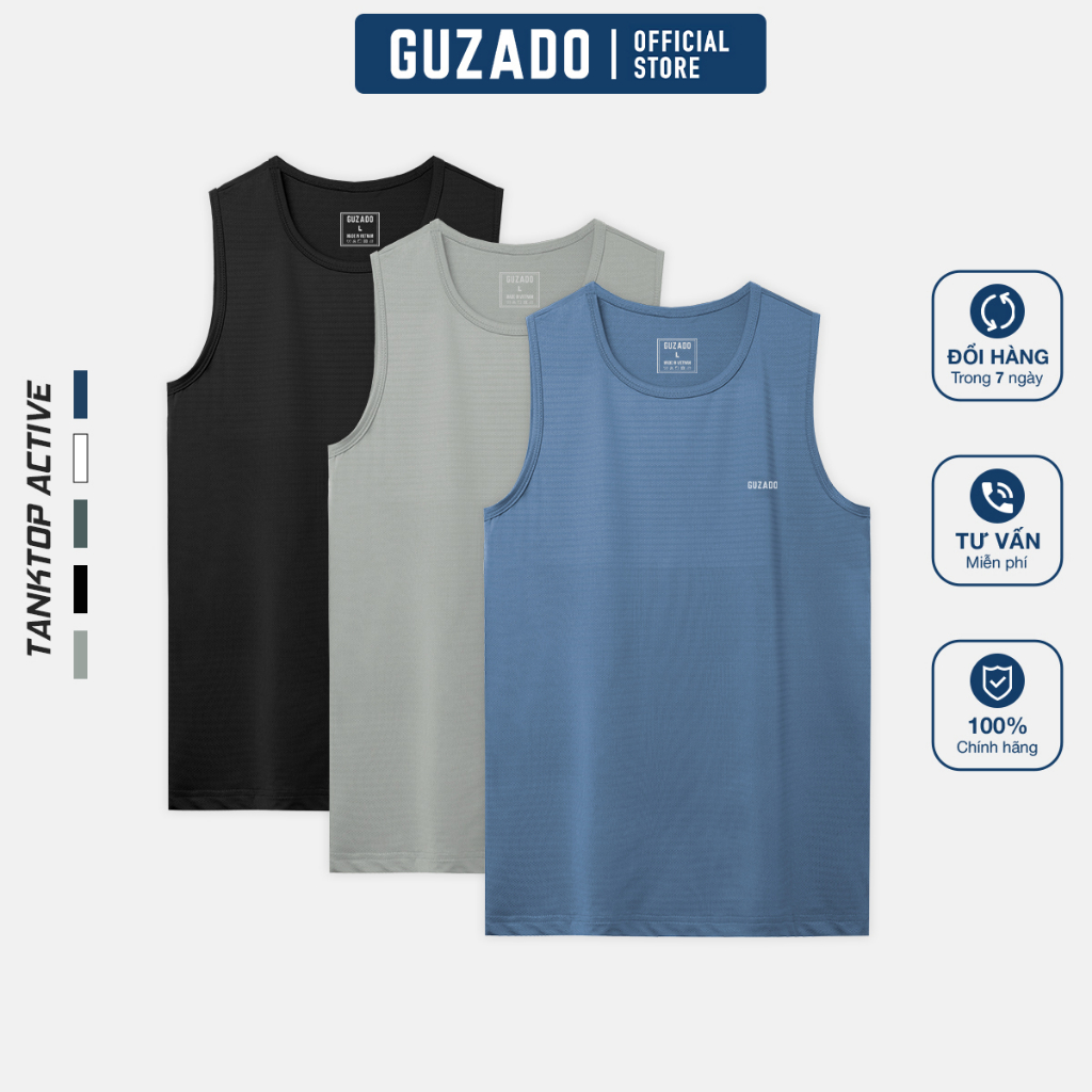 Áo ba lỗ nam Guzado tanktop thể thao khỏe khắn,rộng rãi thoáng mát,vận động thoải mái GTT01