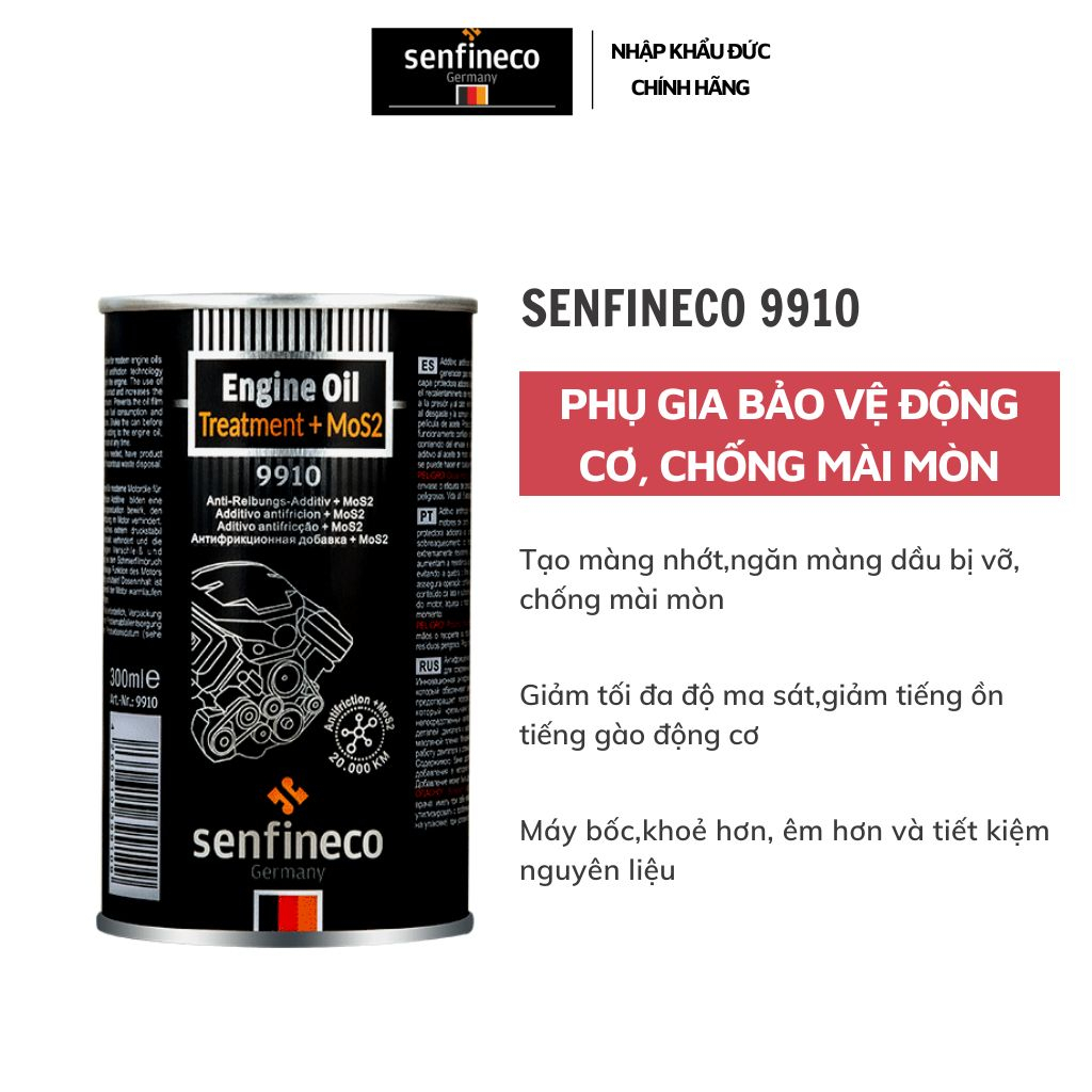 Combo  Vệ Sinh Dầu Diesel  Senfineco 9916  +Phụ Gia Nhớt Động Cơ MoS2 Senfineco 9910