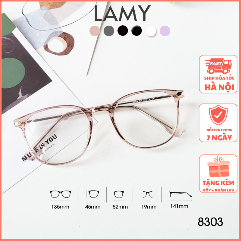 Gọng kính cận tròn oval nhựa dẻo lõi kim loại 8303 LAMY gọng kim loại nam nữ