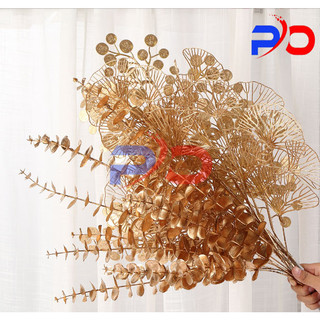 Cành rẻ quạt, táo, tim, đồng tiền, lan, tú cầu, cành cọ cành lá me  mạ vàng decor lọ hoa,tháp,giỏ quà, vòng hoa, mẹt Tết