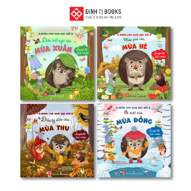 Sách - Truyện kể bốn mùa - Nhím con ham học hỏi - Truyện kể mỗi ngày cho trẻ từ 3 - 9 tuổi - Đinh Tị Books
