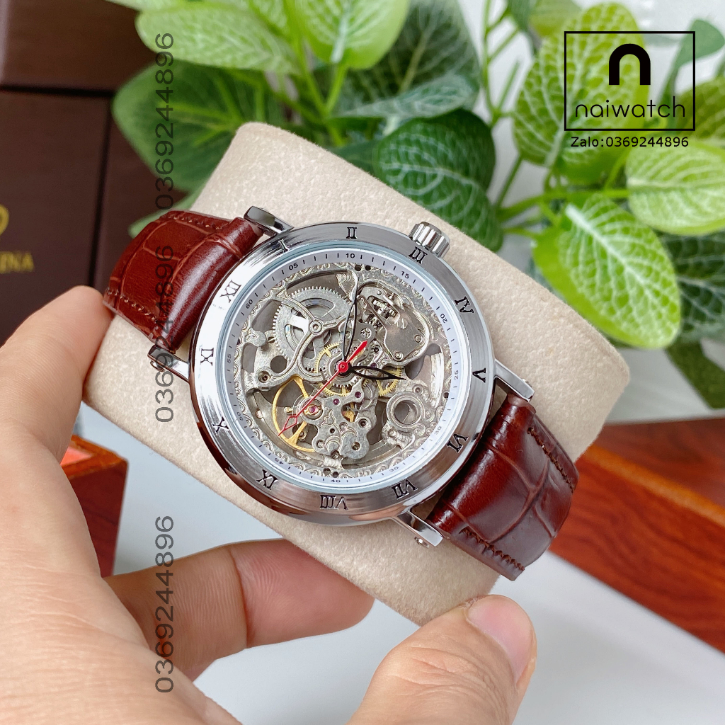 Đồng hồ nam Forsining cơ lộ máy thiết kế nhìn xuyên thấy bộ máy cơ, quan sát máy cơ chuyển động cực hấp dẫn, NaiWatch