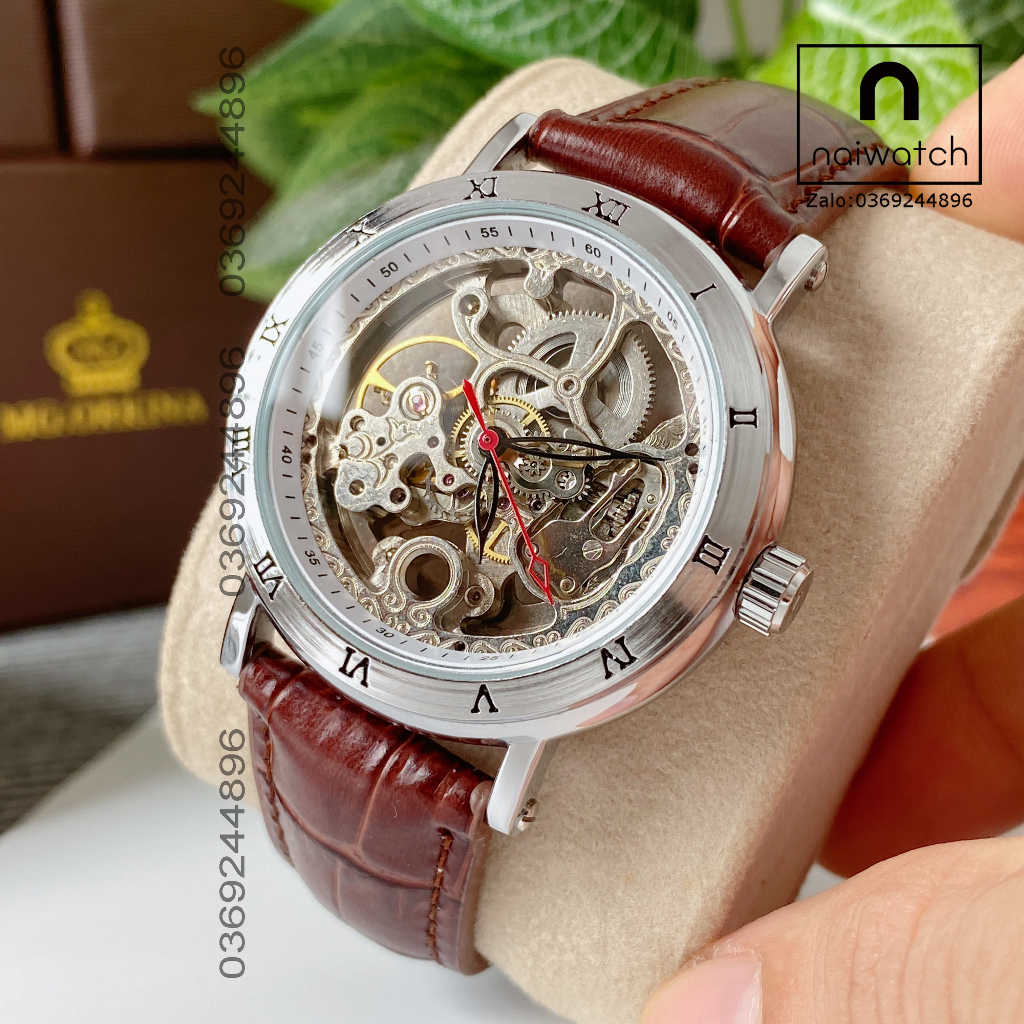 Đồng hồ nam Forsining cơ lộ máy thiết kế nhìn xuyên thấy bộ máy cơ, quan sát máy cơ chuyển động cực hấp dẫn, NaiWatch