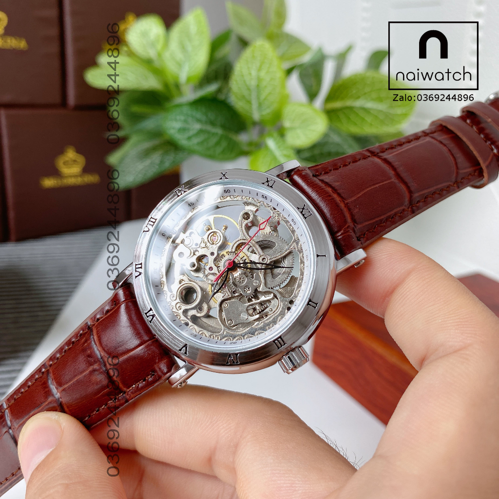 Đồng hồ nam Forsining cơ lộ máy thiết kế nhìn xuyên thấy bộ máy cơ, quan sát máy cơ chuyển động cực hấp dẫn, NaiWatch