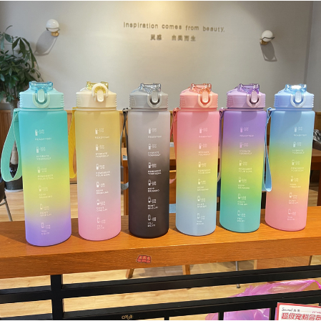 Bình đựng nước thể thao 1 lít tập gym, yoga, đi học, bình nước có ống hút