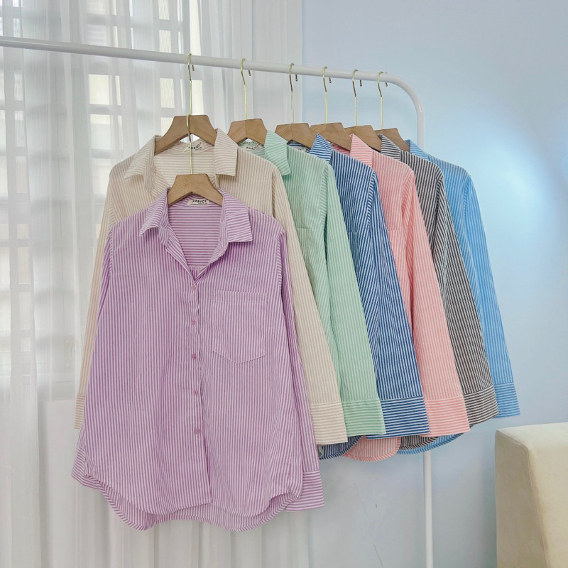 Áo Sơmi Nữ Unisex Dáng Rộng Phong Cách Hàn Quốc