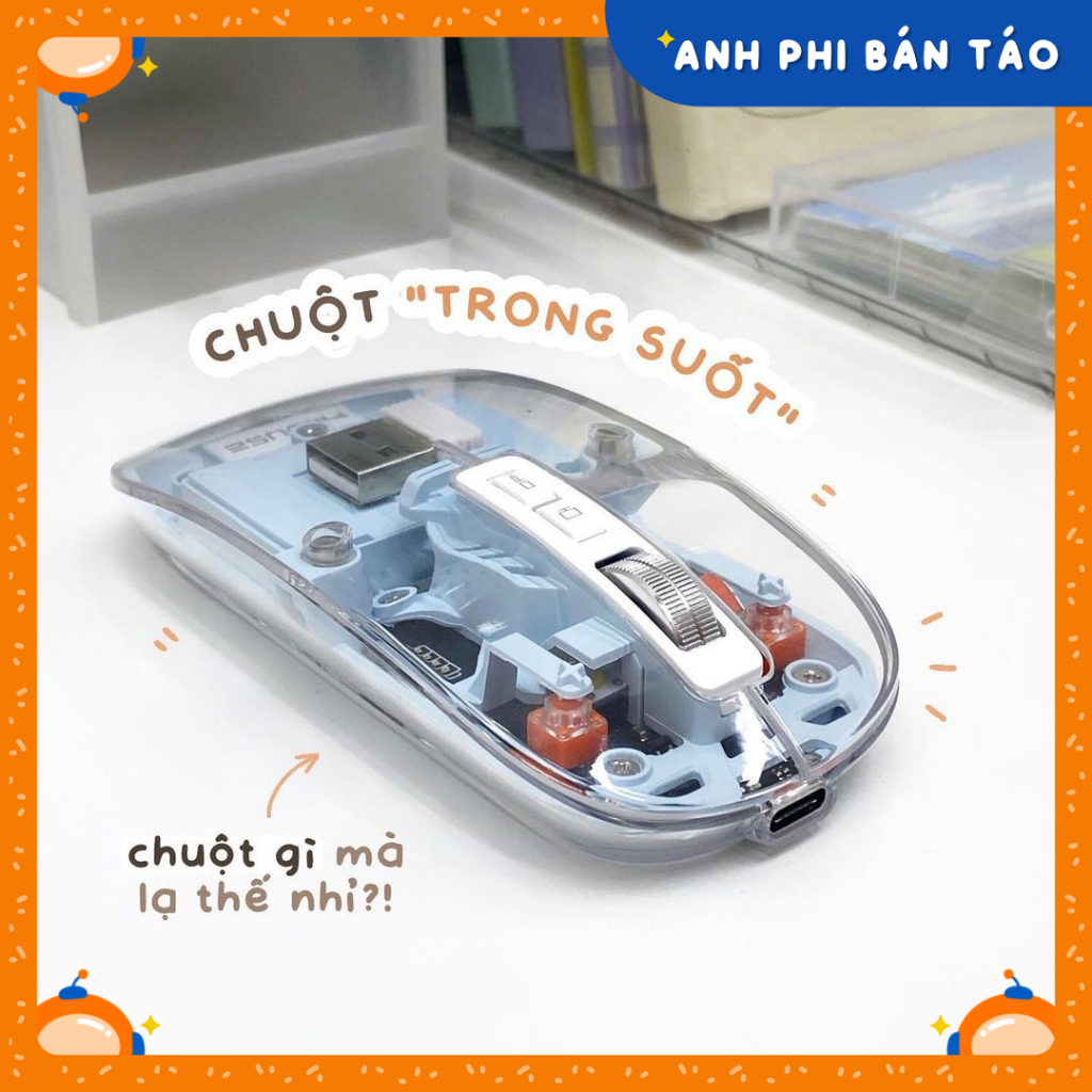 Chuột Trong Suốt 3 Màu Đa Chế Độ Kết Nối Có Nút Quay Lại Màn Hình Chính