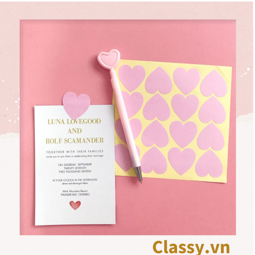 Bộ 16 Sticker hình trái tim Classy dán hộp bánh handmade, quà tặng DYI dễ thương, tem dán quà tặng, túi giấy, thiệp Q680