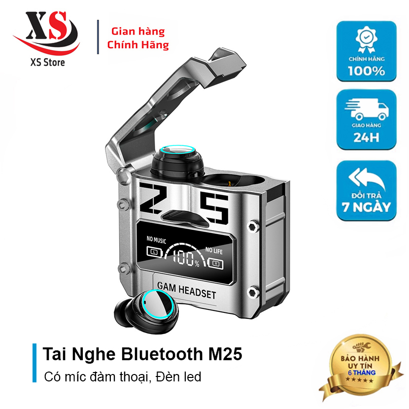 Tai Nghe Bluetooth M25, Âm trầm, Cảm Ứng Vân Tay, Kiêm Sạc Dự Phòng - XS Store