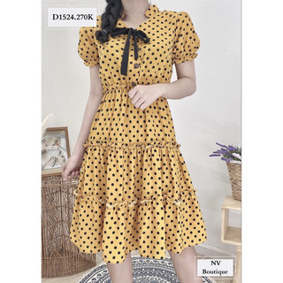 [SALE] Đầm,váy bo eo chấm bi cột nơ còn size XL