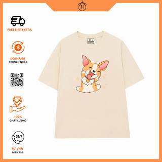 Áo thun form rộng thoải mái CORGI áo thun form tay ngắn thoáng mát đứng form hút ẩm tốt co dãn TH Official 100% Cotton