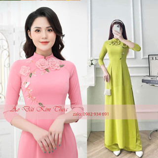 Áo dài truyền thống nữ hoa thủ công tn05