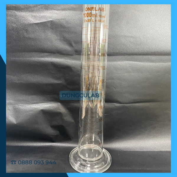 Ống Đong Thuỷ Tinh 1000ml Đáy Tròn, Vạch Nâu ONELAB