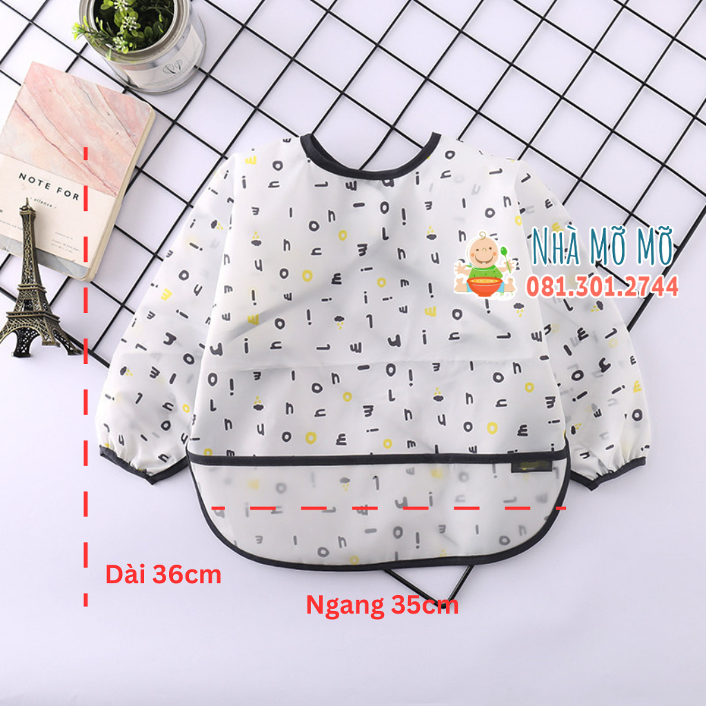 Áo Yếm Tay Dài có máng Yếm Ăn Dặm BLW Áo yếm tay dài nhẹ thoáng cho bé từ 6 tháng - Nhà Mỡ