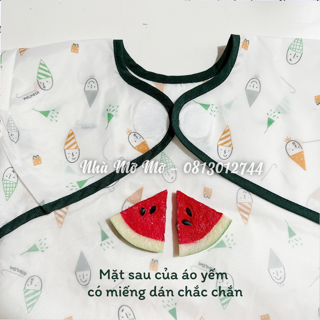 Áo Yếm Tay Dài có máng Yếm Ăn Dặm BLW Áo yếm tay dài nhẹ thoáng cho bé từ 6 tháng - Nhà Mỡ
