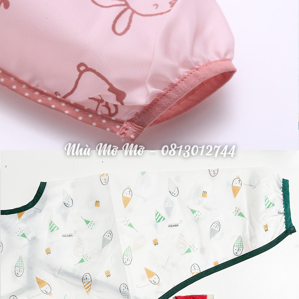 Áo Yếm Tay Dài có máng Yếm Ăn Dặm BLW Áo yếm tay dài nhẹ thoáng cho bé từ 6 tháng - Nhà Mỡ