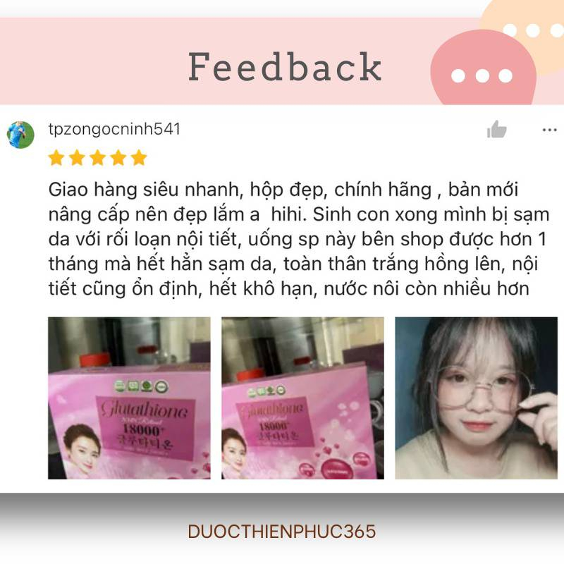 GLUTATHIONE 18000mg Viên Uống Trắng Da Cấp Tốc Giảm Nám Mờ Thâm Nhăn Căng Bóng Tăng Sinh Lý Nữ