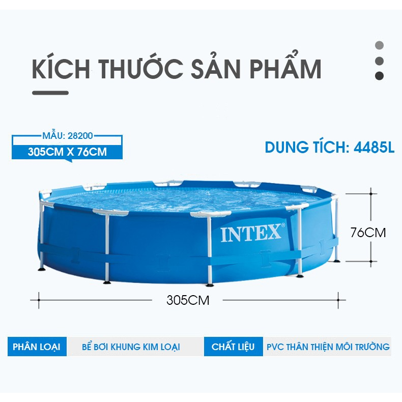 Bể bơi khung kim loại tròn 3m05/3m66  INTEX 28200