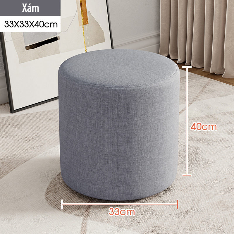 Ghế Đôn Sofa Ghế Bàn Trang Điểm MÀU XÁM 33x33x40CM - Bọc Mút Dày Dặn - HOÀN TIỀN 100% NẾU KHÁCH KHÔNG HÀI LÒNG