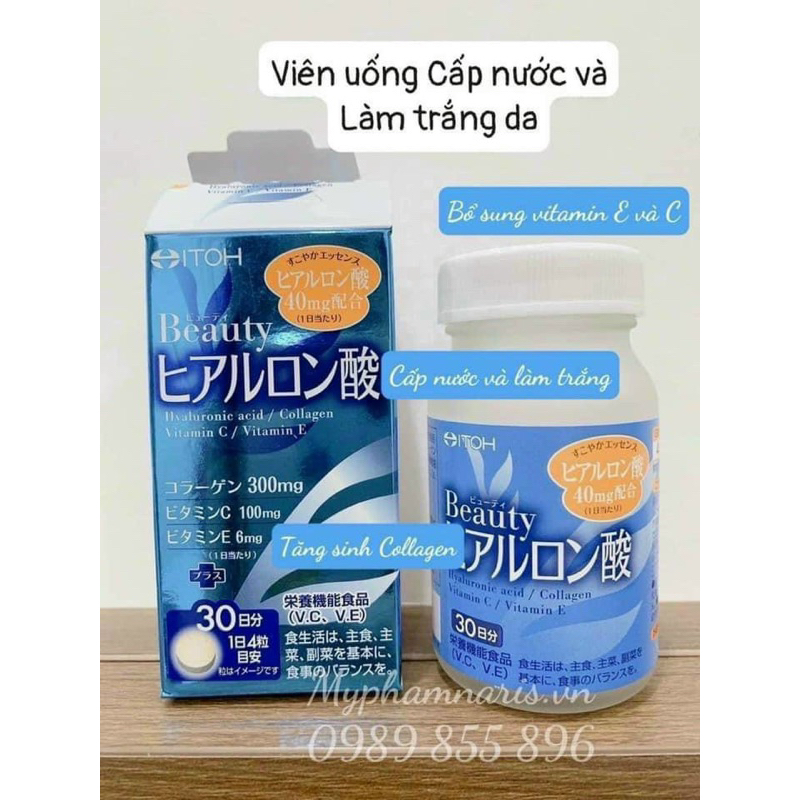 Viên uống Cấp nước và làm trắng da Naris ITOH Hyaluronic Acid Collagen 120 Viên - Mỹ Phẩm Japan Nhật Bản