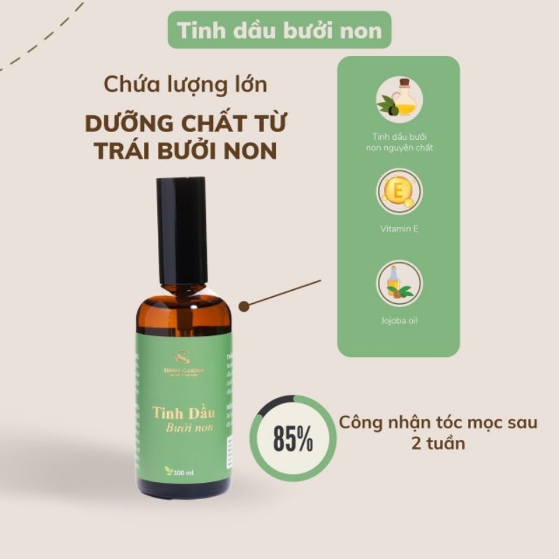 Tinh dầu bưởi non mọc tóc và chắc chân tóc, giảm rụng Sunny Garden 100ml( tặng kèm thêm 1 vòi xịt)