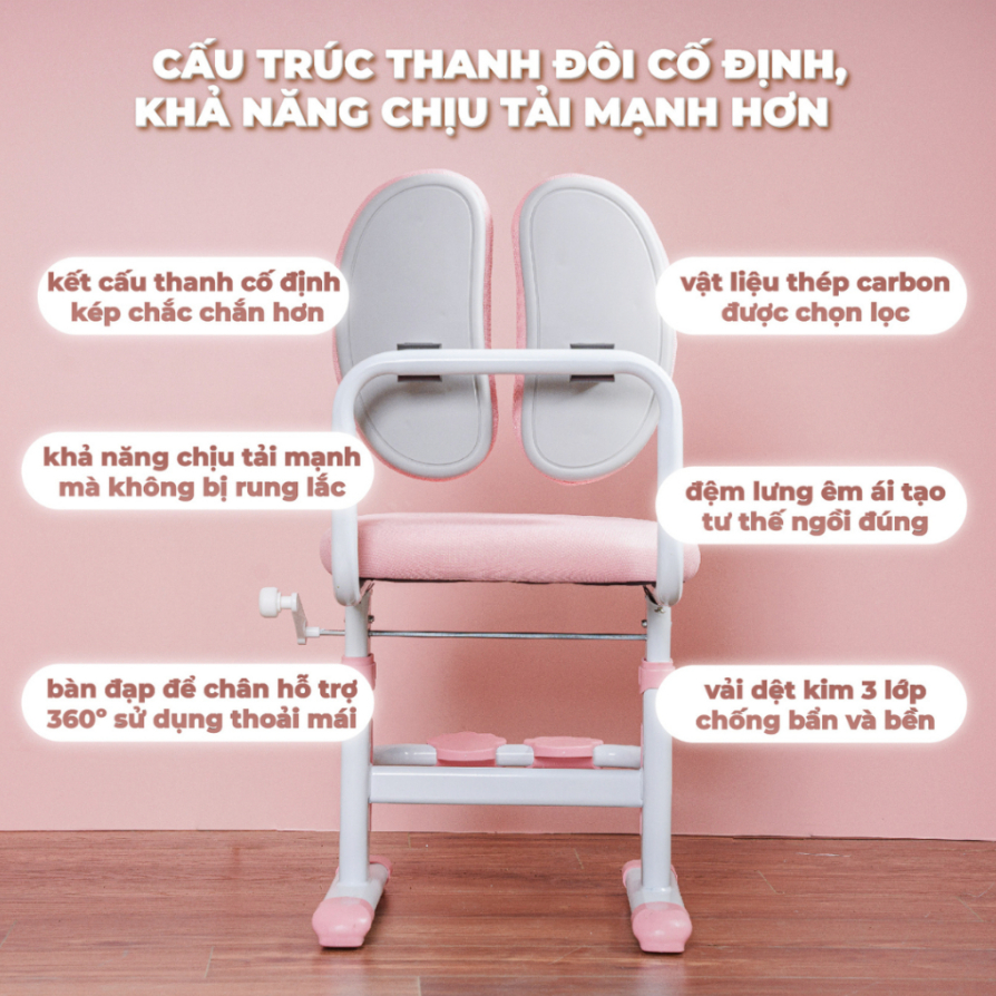 Ghế ngồi học chống gù Sakawin G80, Ghế học sinh ngồi đúng tư thế, Nâng hạ chiều cao