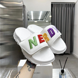 THÊU CAO CẤP" Dép quai ngang nam nữ NERRDY THÊU cao cấp 4cm Api bền, chữ NERRDY nhiều màu