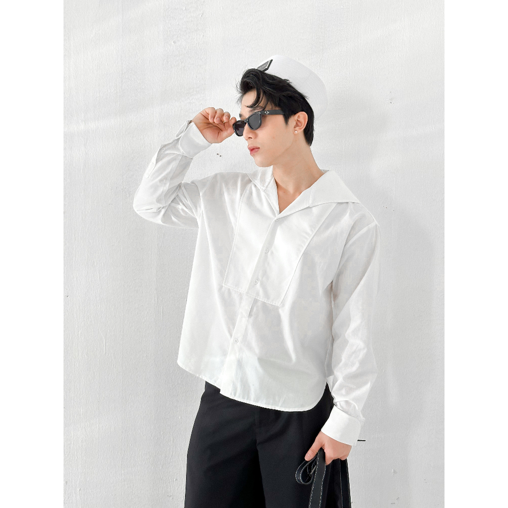 BLANKESPACE Áo Sơ Mi Tay Dài Captain Shirt Thời Trang Nam Nữ Unisex Vải Cotton