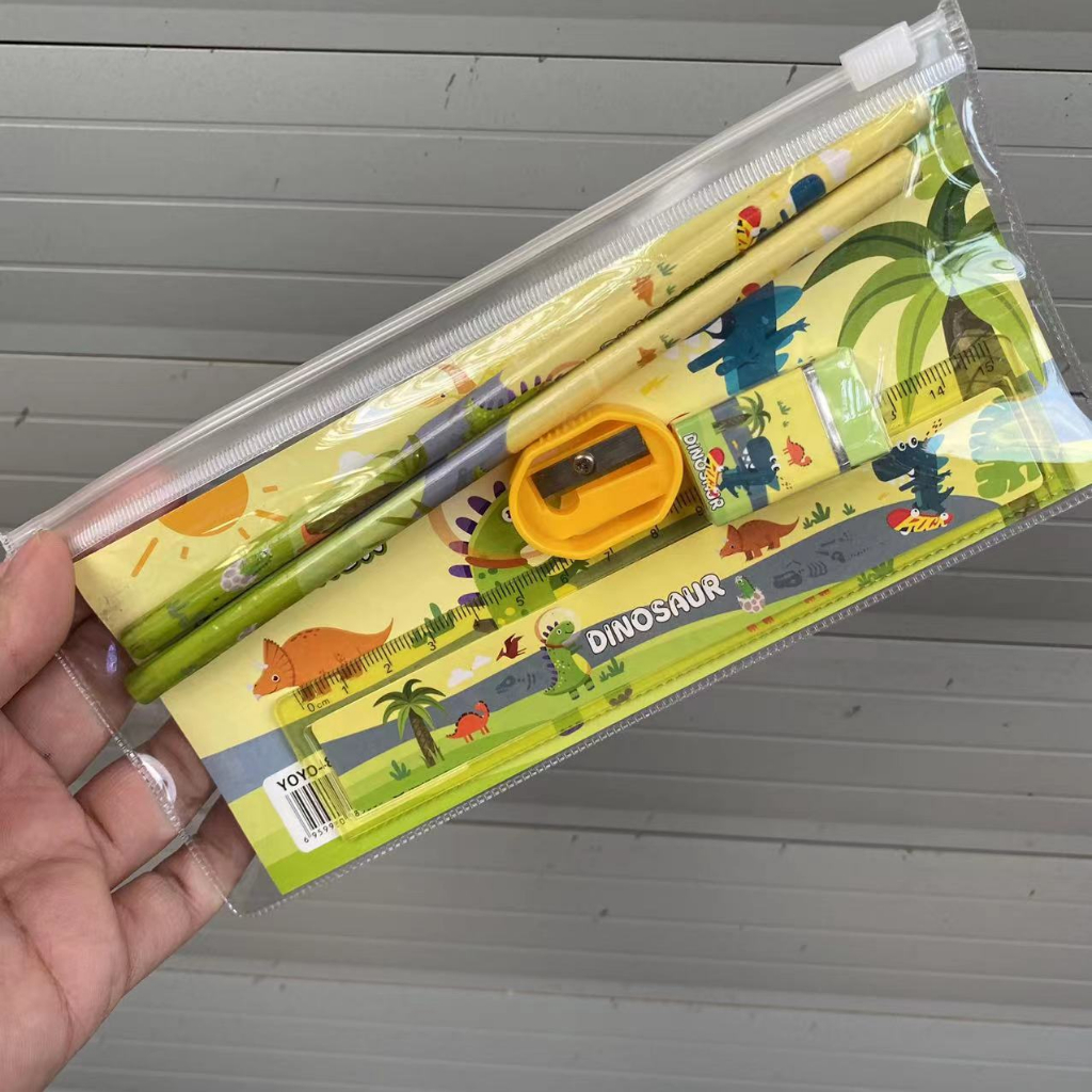 QUÀ TẶNG_Set 5 Món Dụng Cụ Học Tập Gồm 2 Bút Chì 1 Thước 1 Gôm Tẩy 1 Gọt Bút Chì Cho Bé