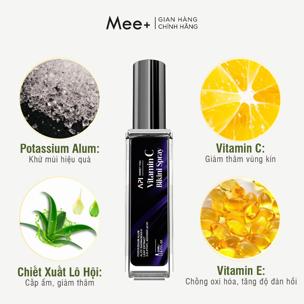 Xịt thơm Vùng Kín Xịt bikini 20ml giảm thâm vùng kín, khử mùi hiệu quả, khô thoáng ngăn tiết mồ hôi